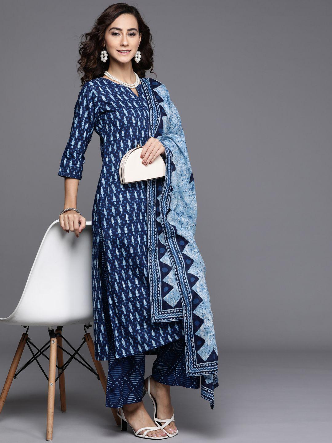 libas-women-blue-printed-pure-cotton-kurta-with-palazzos-&-dupatta