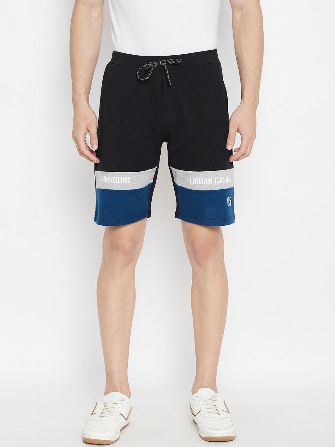Crimsoune Club Men Black Colourblocked Slim Fit Regular Shorts