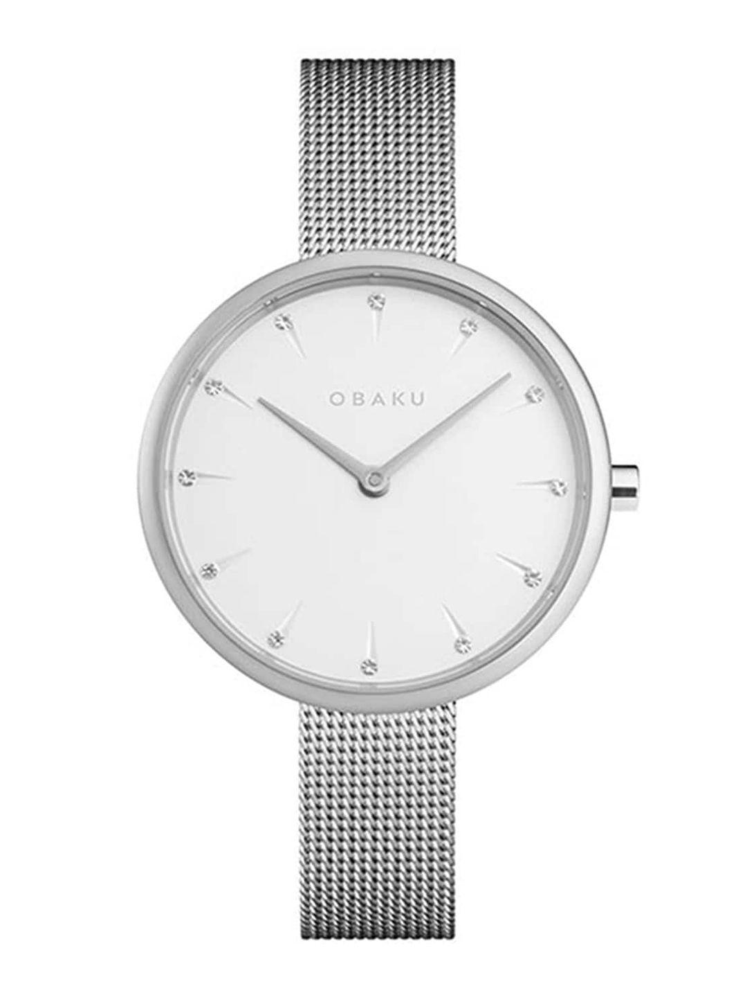 obaku-women-brass-dial-&-silver-toned-stainless-steel-bracelet-style-straps-analogue-watch