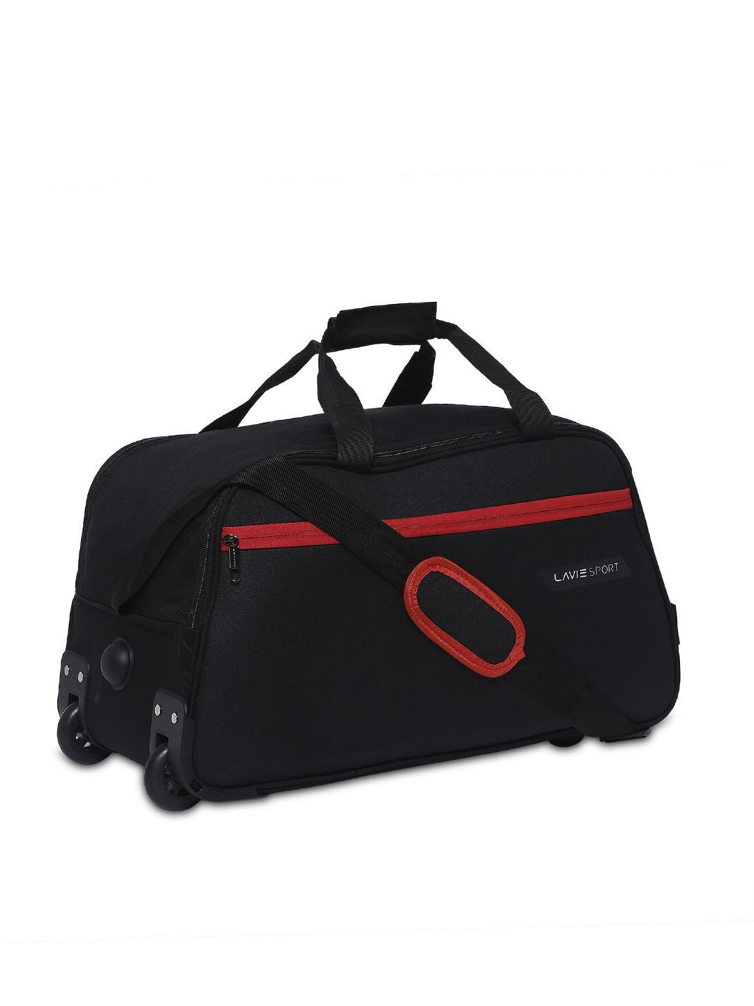 lavie-sport-unisex-black-&-red-wheel-duffel-bag