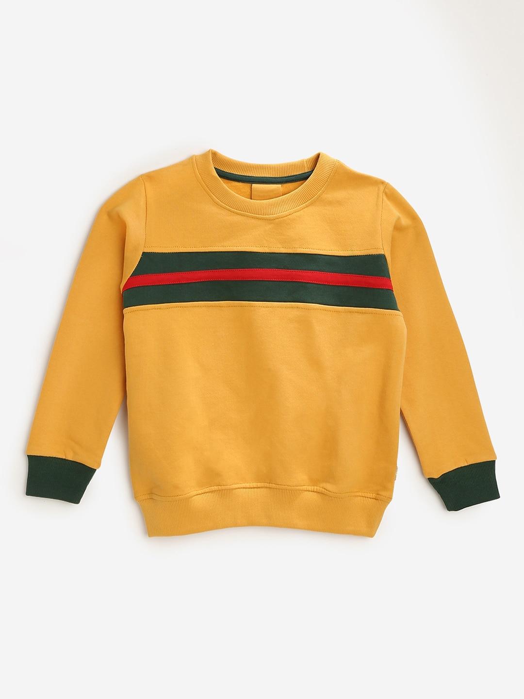 KIDSCRAFT Boys Yellow Striped Sweatshirt