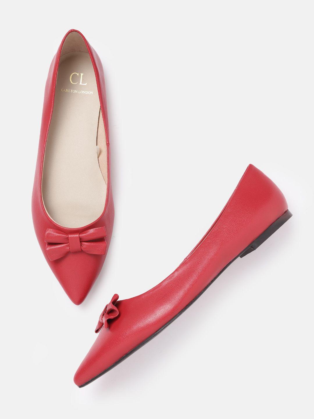 Carlton London Women Red Solid Ballerinas Flats with Bows