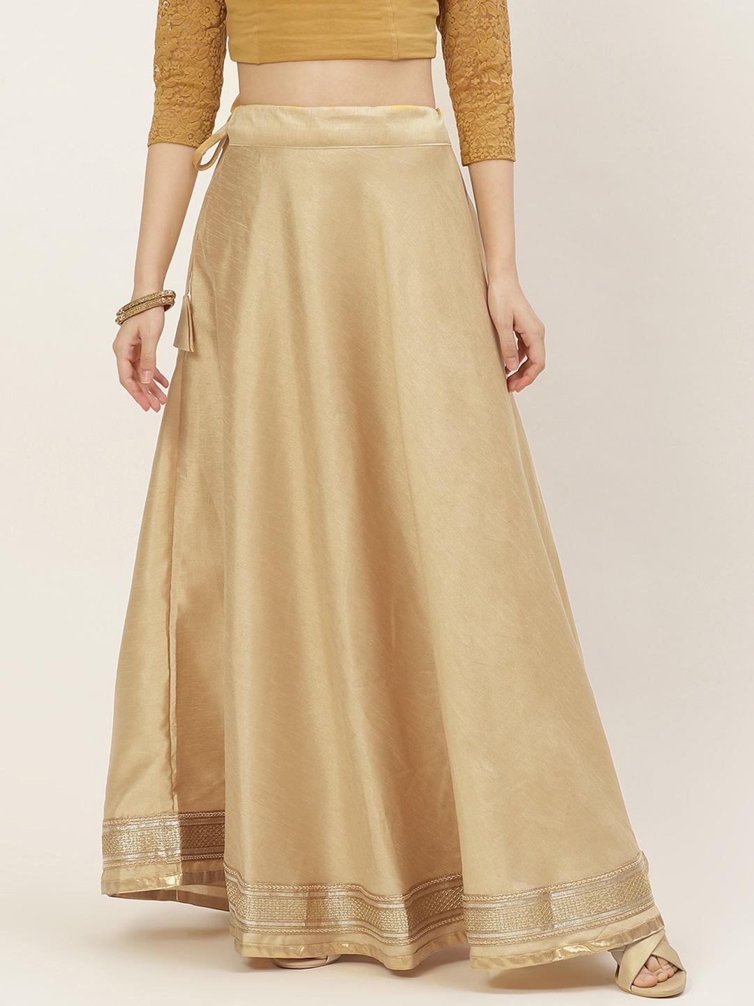 Studio Shringaar Golden Lehenga Skirt with Zari Border