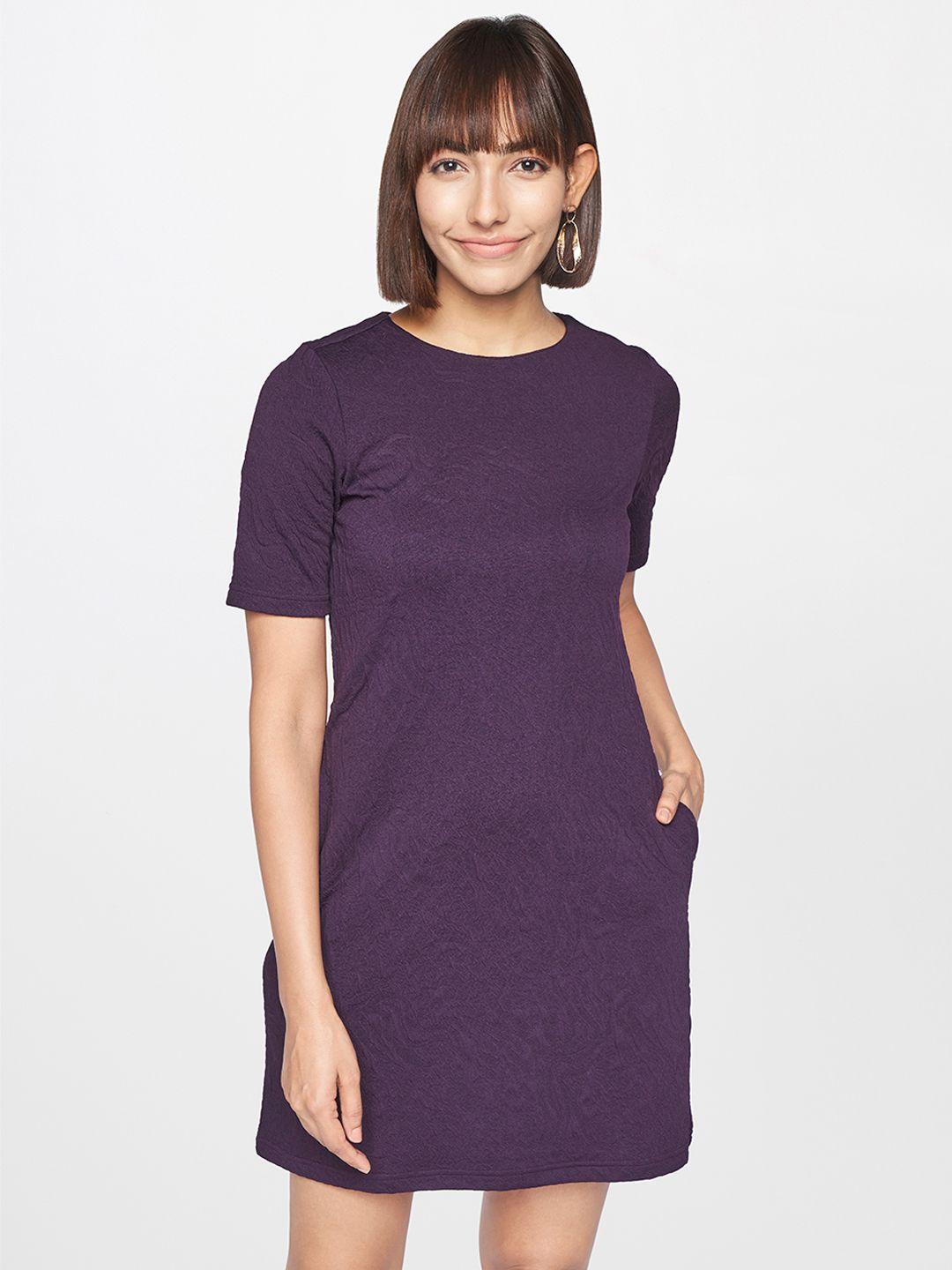 AND Violet Self-Design Bodycon Dress