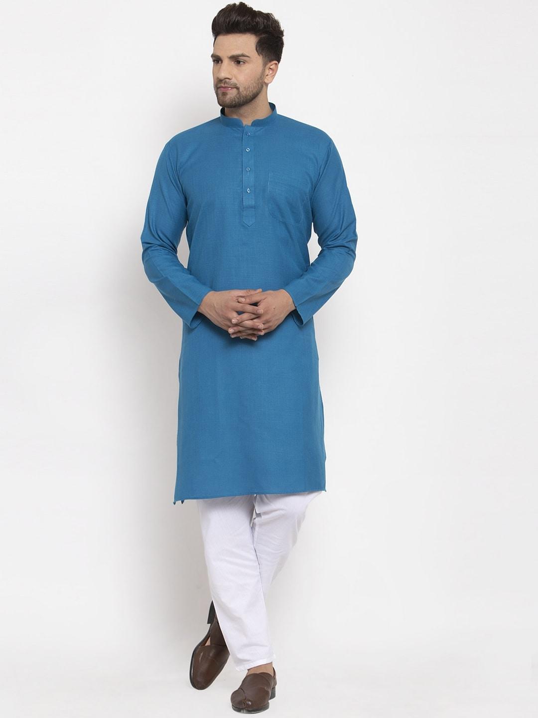 kraft-india-men-blue-regular-kurta-with-pyjamas