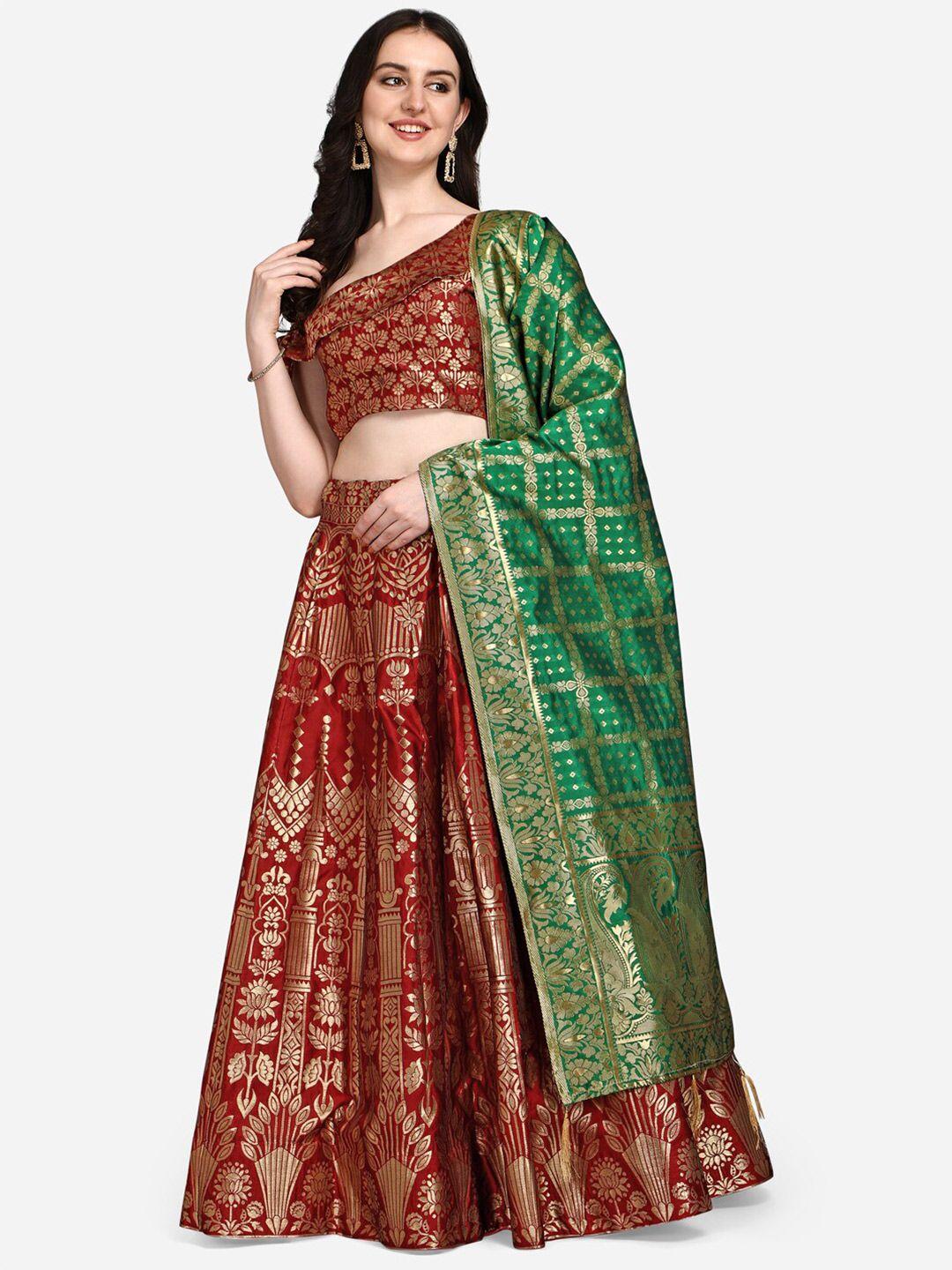 PURVAJA Red & Gold Ready to Wear Lehenga & Blouse With Dupatta