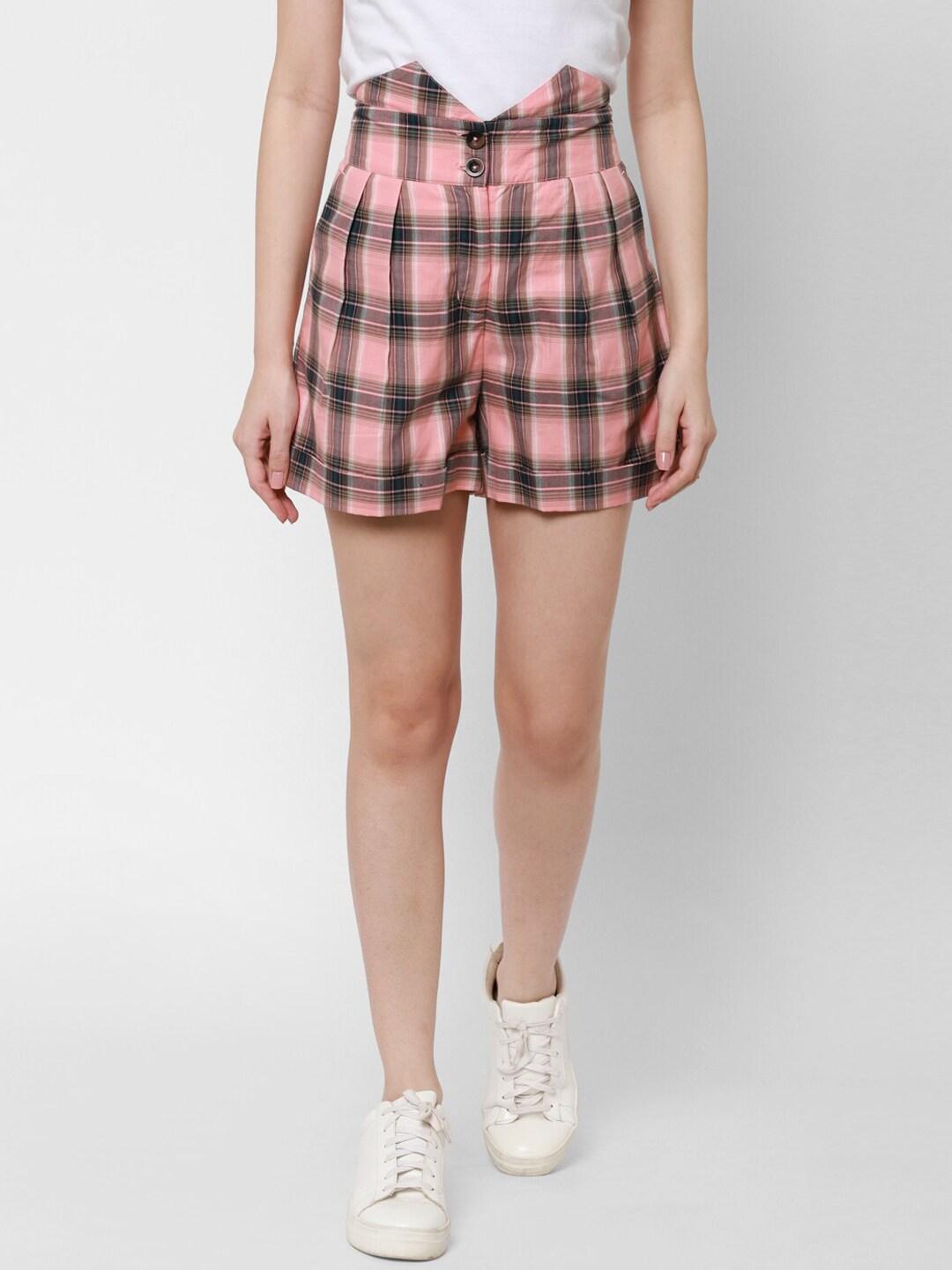 HOUSE OF KKARMA Women Pink Checked Shorts