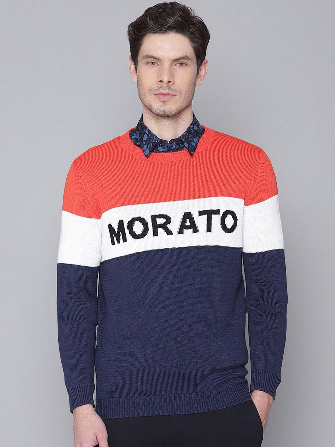 antony-morato-men-blue-&-white-colourblocked-pullover