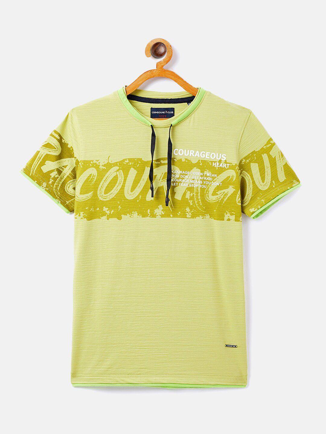 crimsoune-club-boys-green-&-white-typography-printed-t-shirt