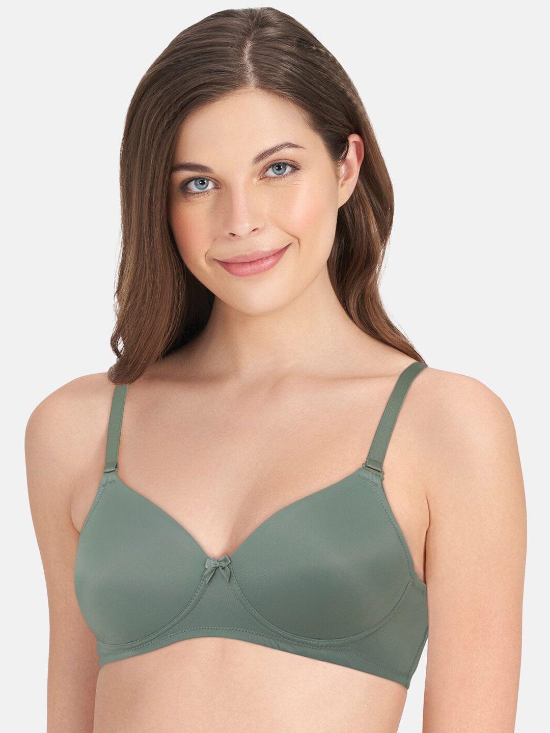 Amante Green Solid Lightly Padded Non-Wired Full Coverage T-Shirt Bra BRA10606