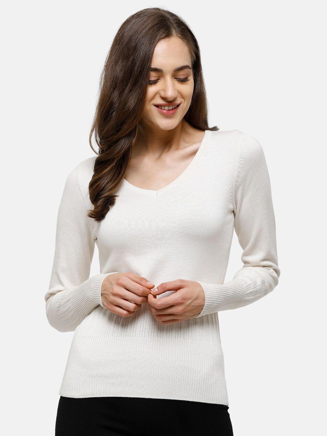 98-degree-north-women-off-white-solid-cotton-pullover-with-ribbed-hem
