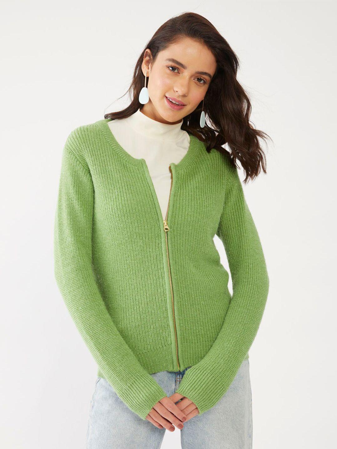 zink-london-women-lime-green-front-open-sweater