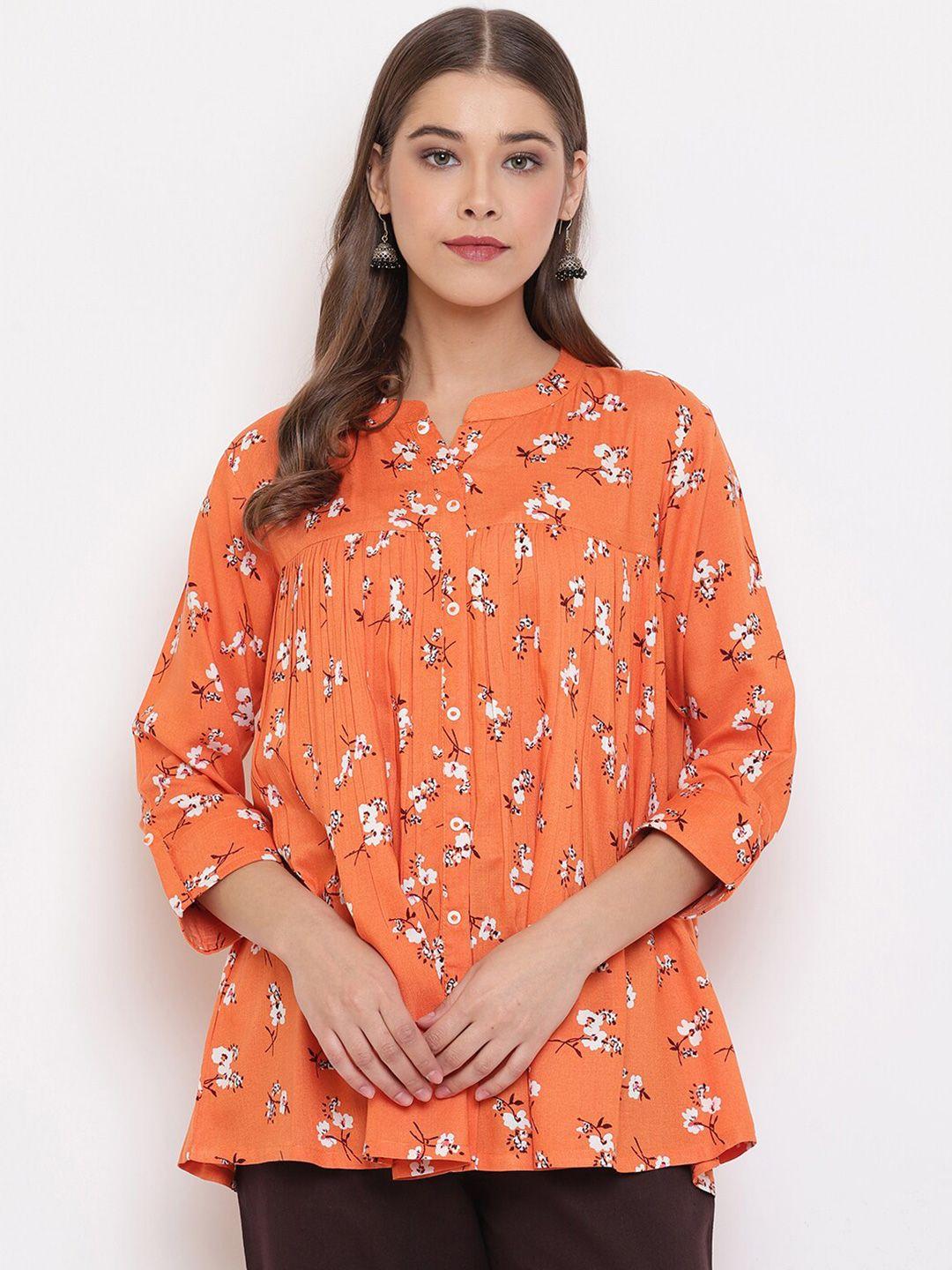 janasya-orange-floral-mandarin-collar-a-line-top