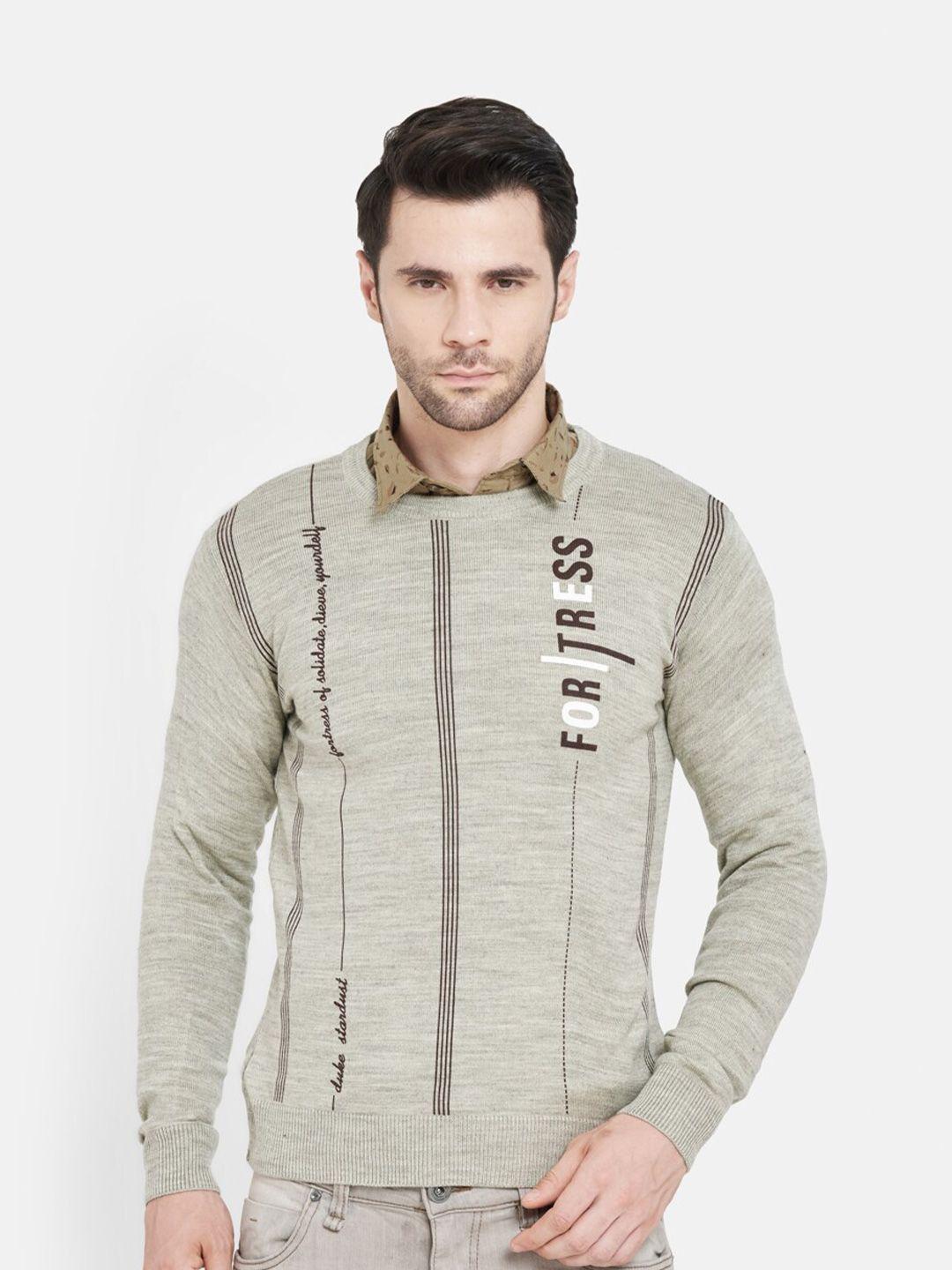 duke-men-brown-&-white-typography-printed-wool-pullover-sweater