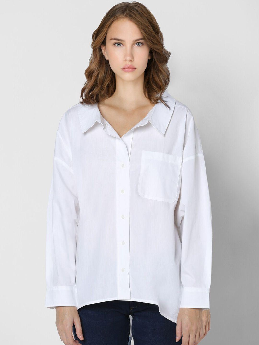 ONLY Women White Solid Opaque Casual Shirt