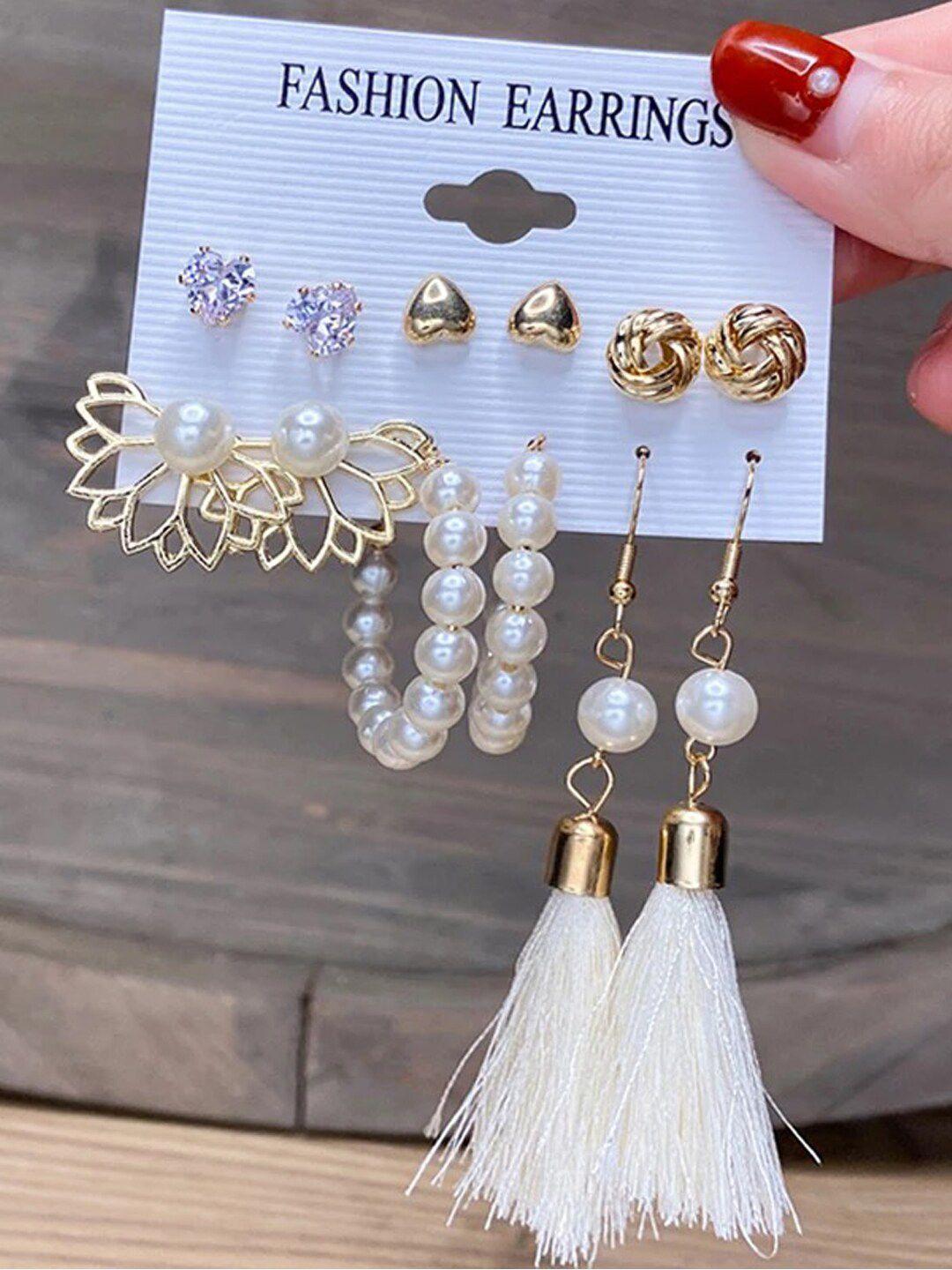 shining-diva-fashion-combo-set-of-6-gold-toned-stud-and-tassel-earrings