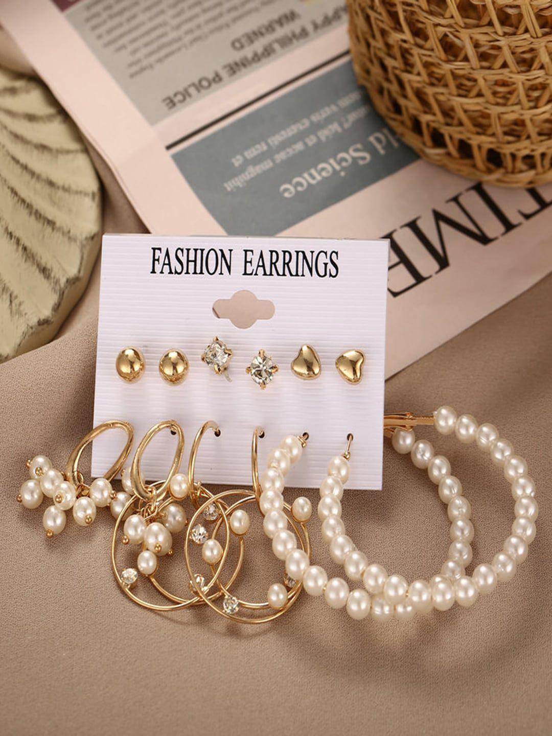 shining-diva-fashion-combo-set-of-6-gold-toned-pearl-earrings