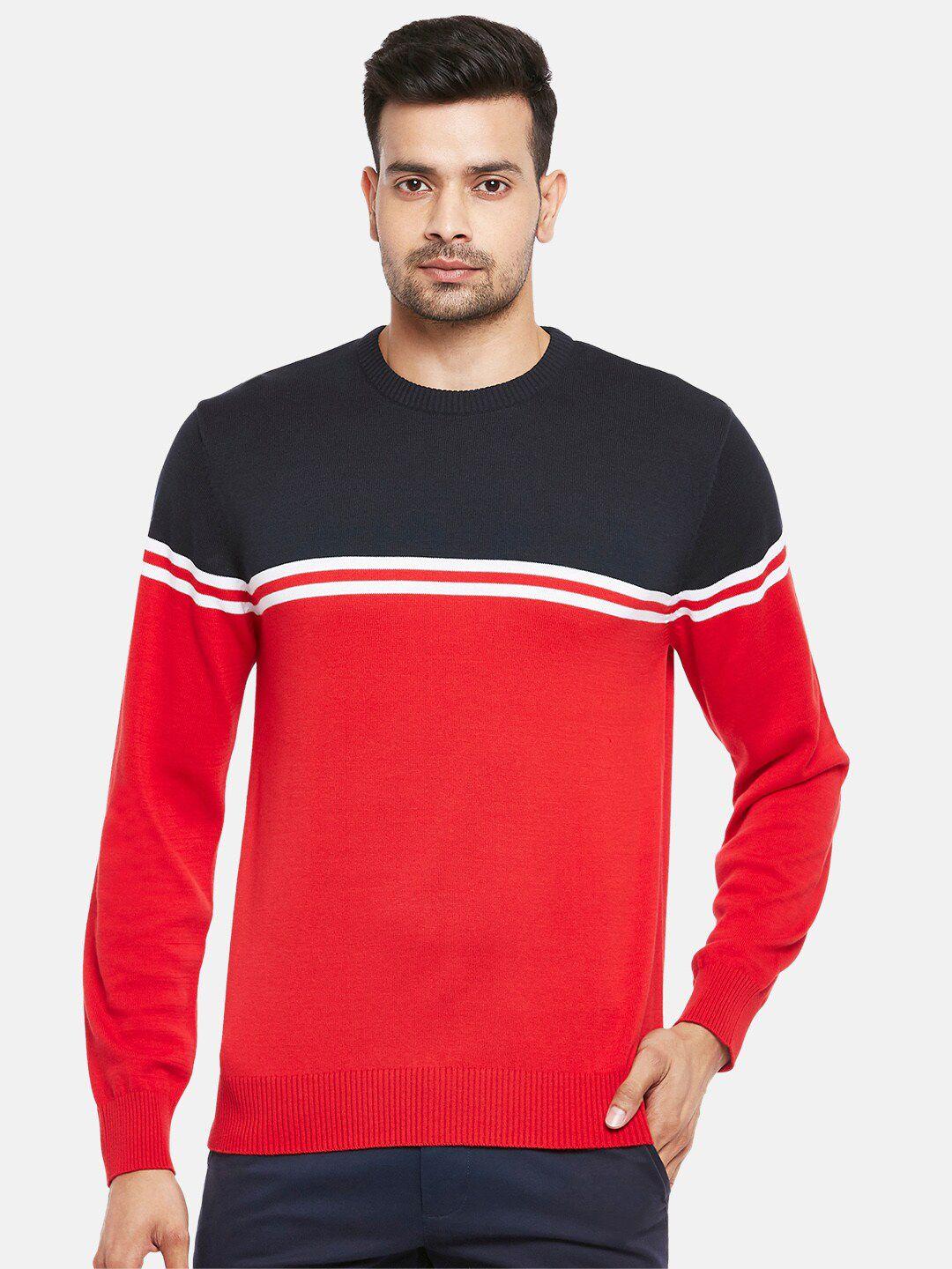 byford-by-pantaloons-men-red-&-black-colourblocked-pullover-sweater