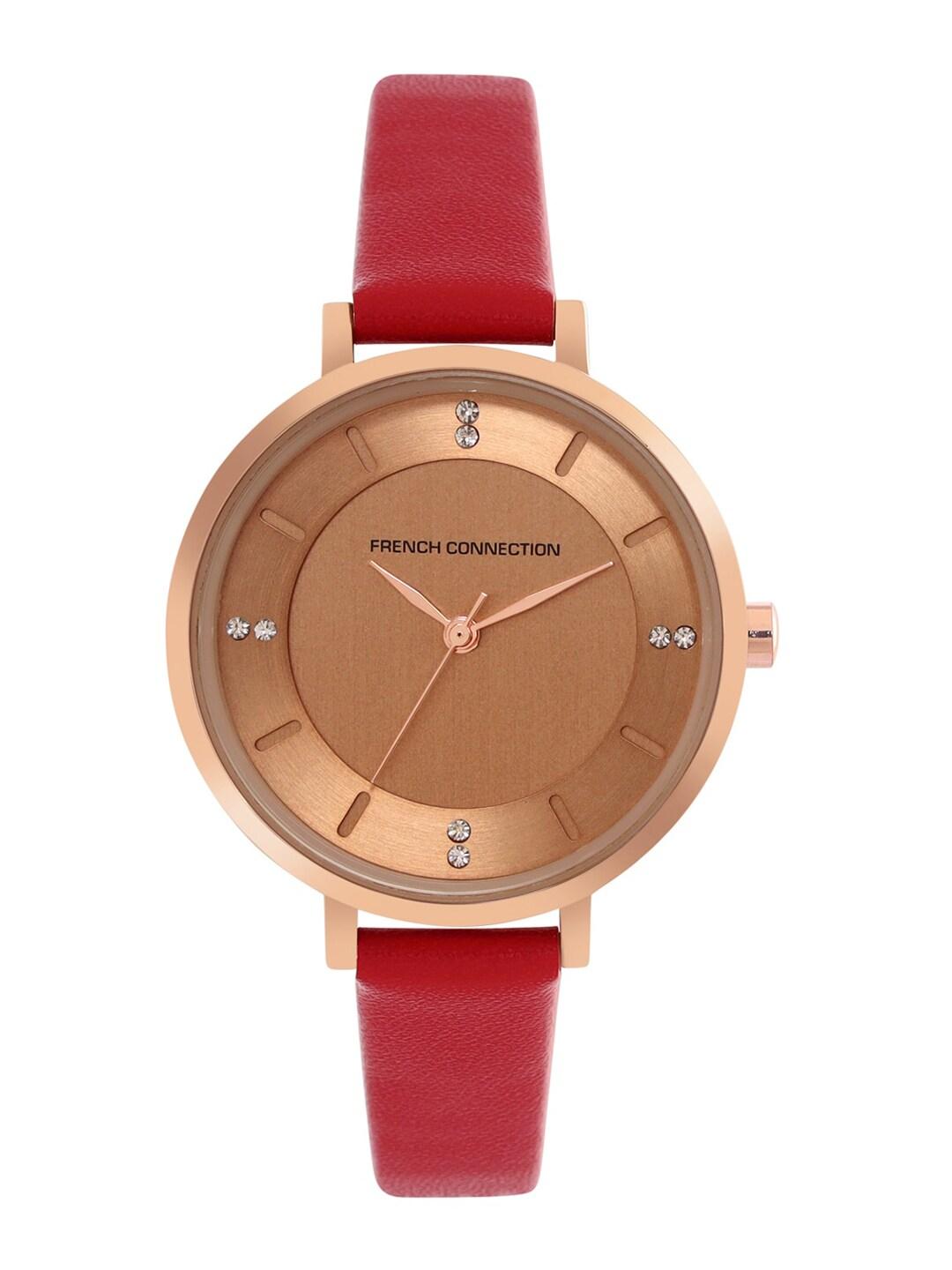 French Connection Women Red Leather Straps Analogue Watch FCL24-E