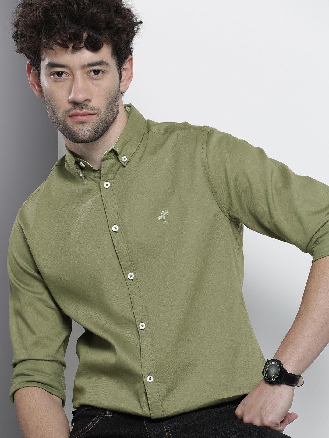 the-indian-garage-co-men-green-slim-fit-cotton-casual-shirt
