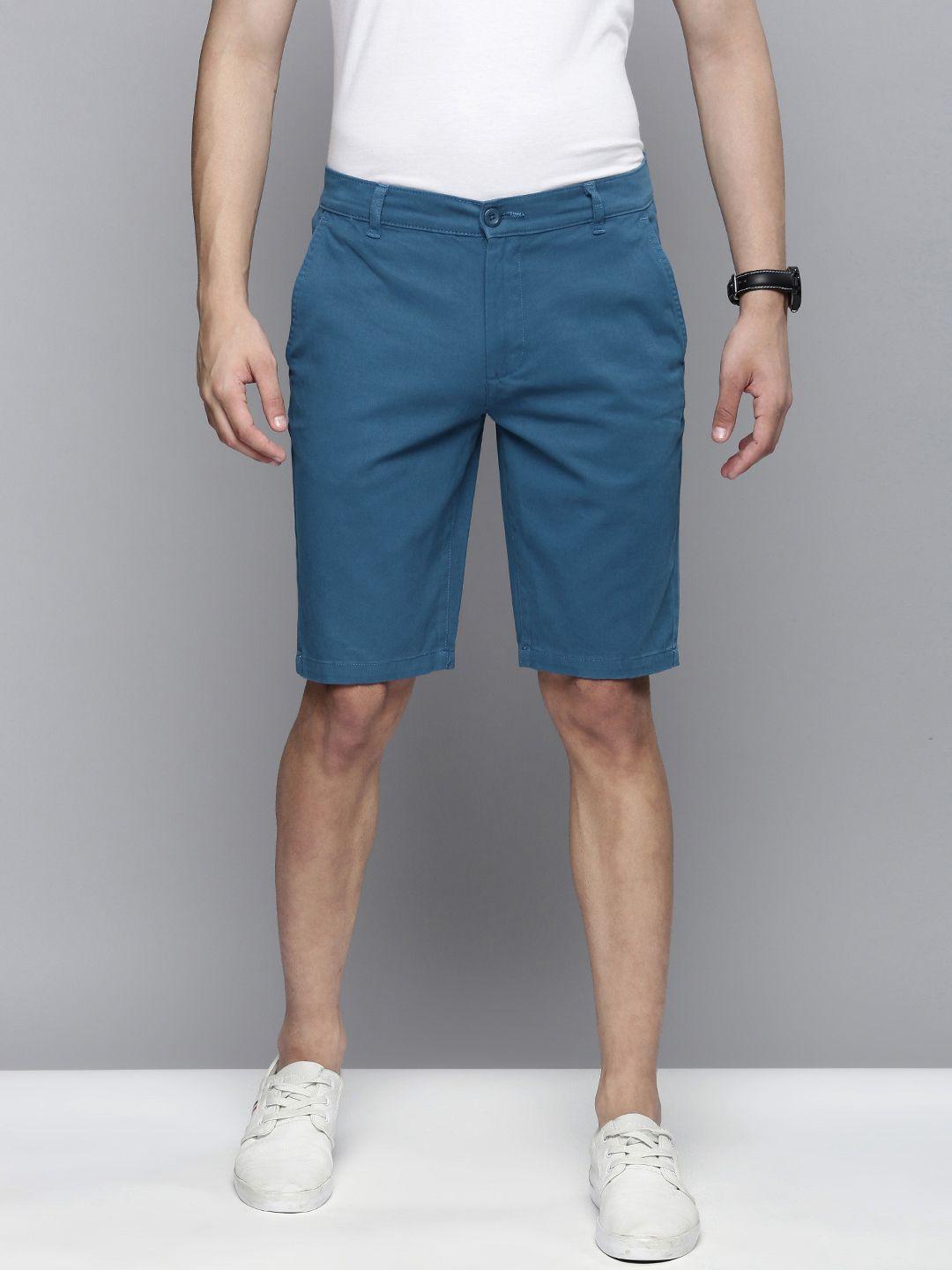 The Indian Garage Co Men Blue Slim Fit Regular Shorts