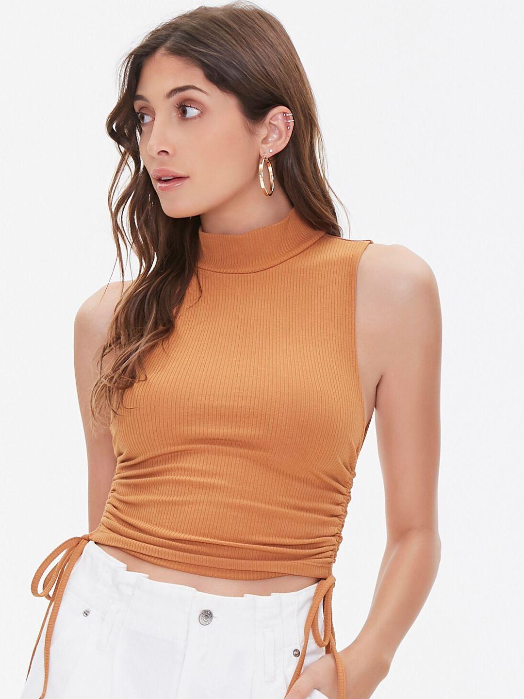 forever-21-beige-fitted-side-tie-ups-crop-top