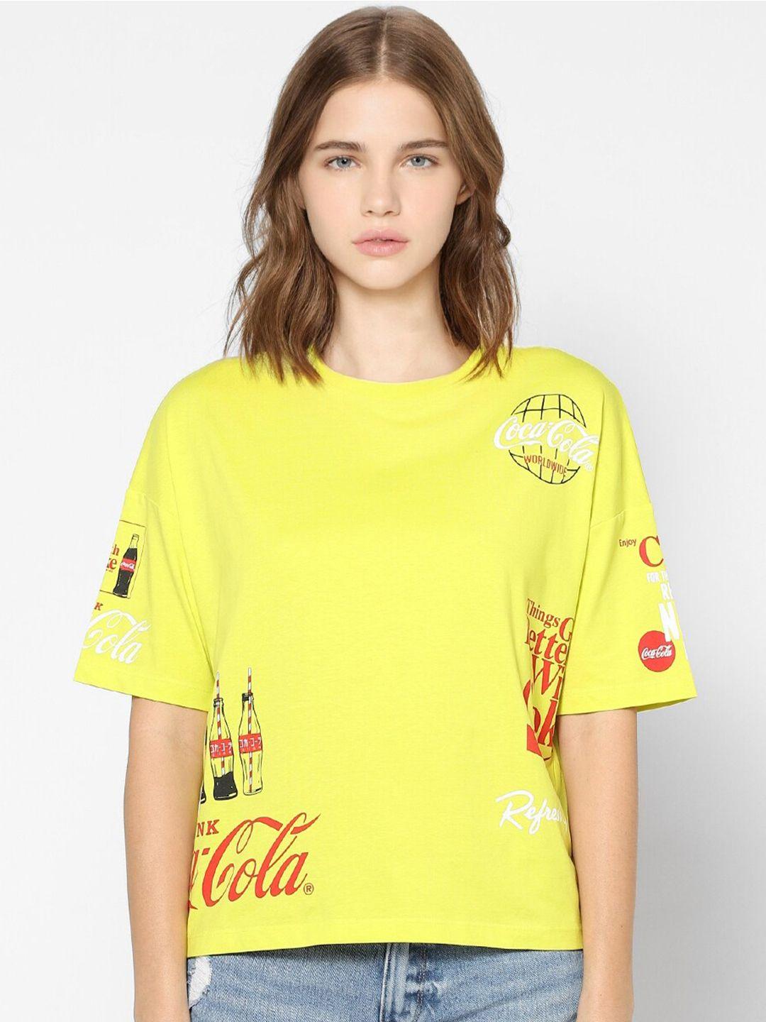ONLY Women Yellow & Red Printed T-shirt