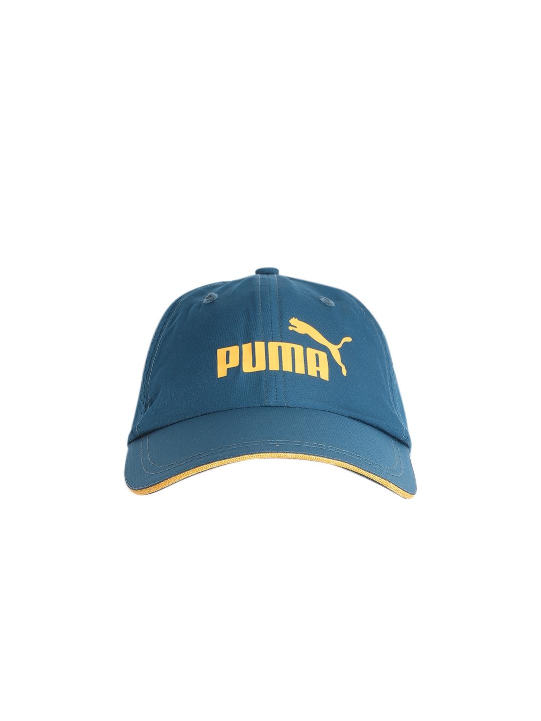 puma-unisex-teal-blue-&-mustard-yellow-performance-visor-brand-logo-print-sports-cap