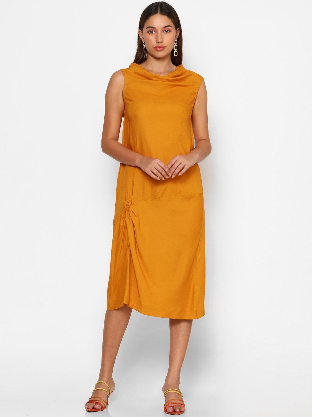 FOREVER 21 Yellow A-Line Midi Dress