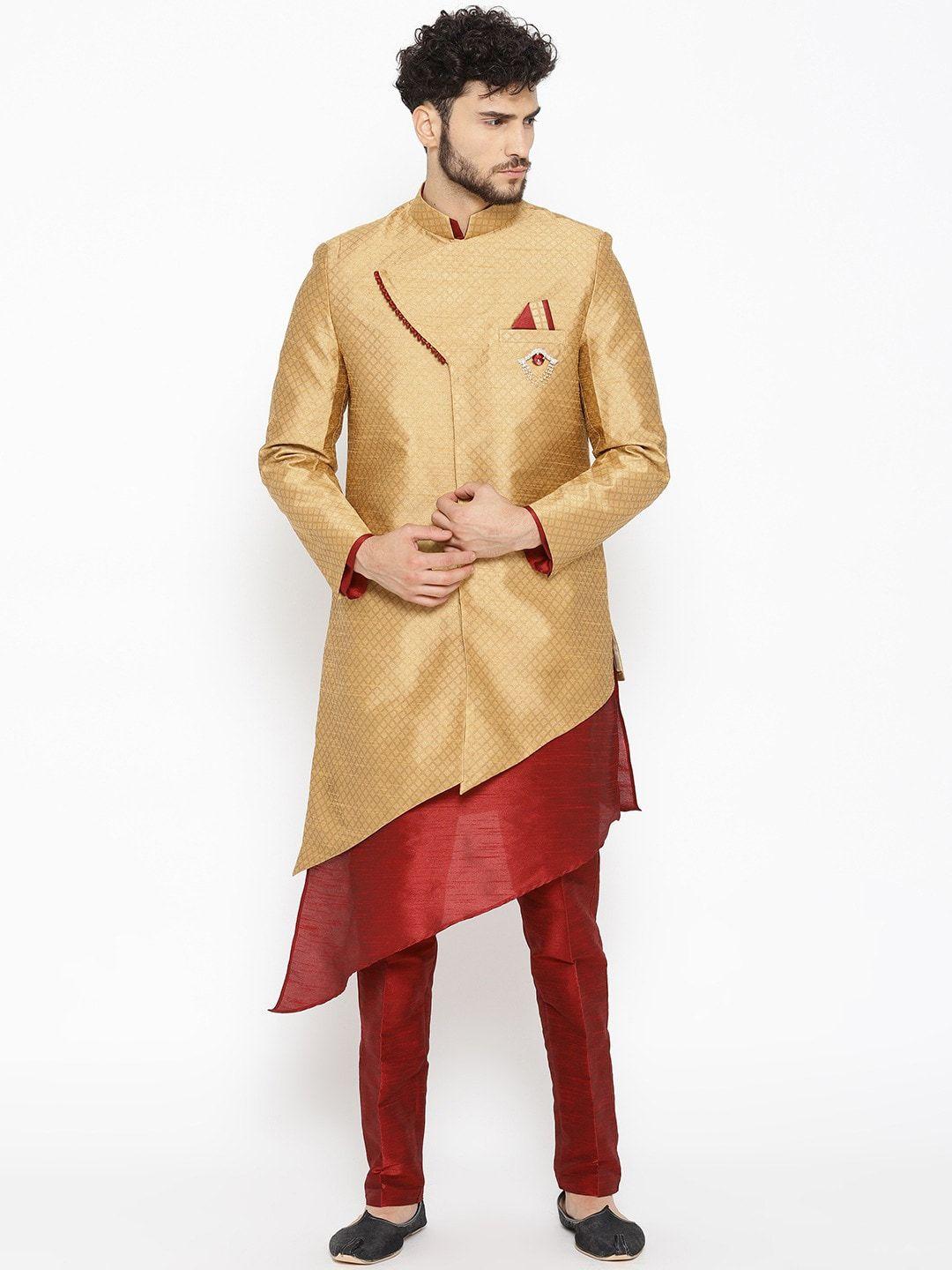 sg-rajasahab-men-gold-coloured-&-maroon-sherwani-set