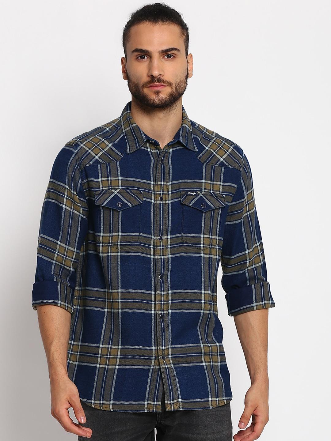 wrangler-men-blue-tartan-checks-opaque-checked-casual-shirt