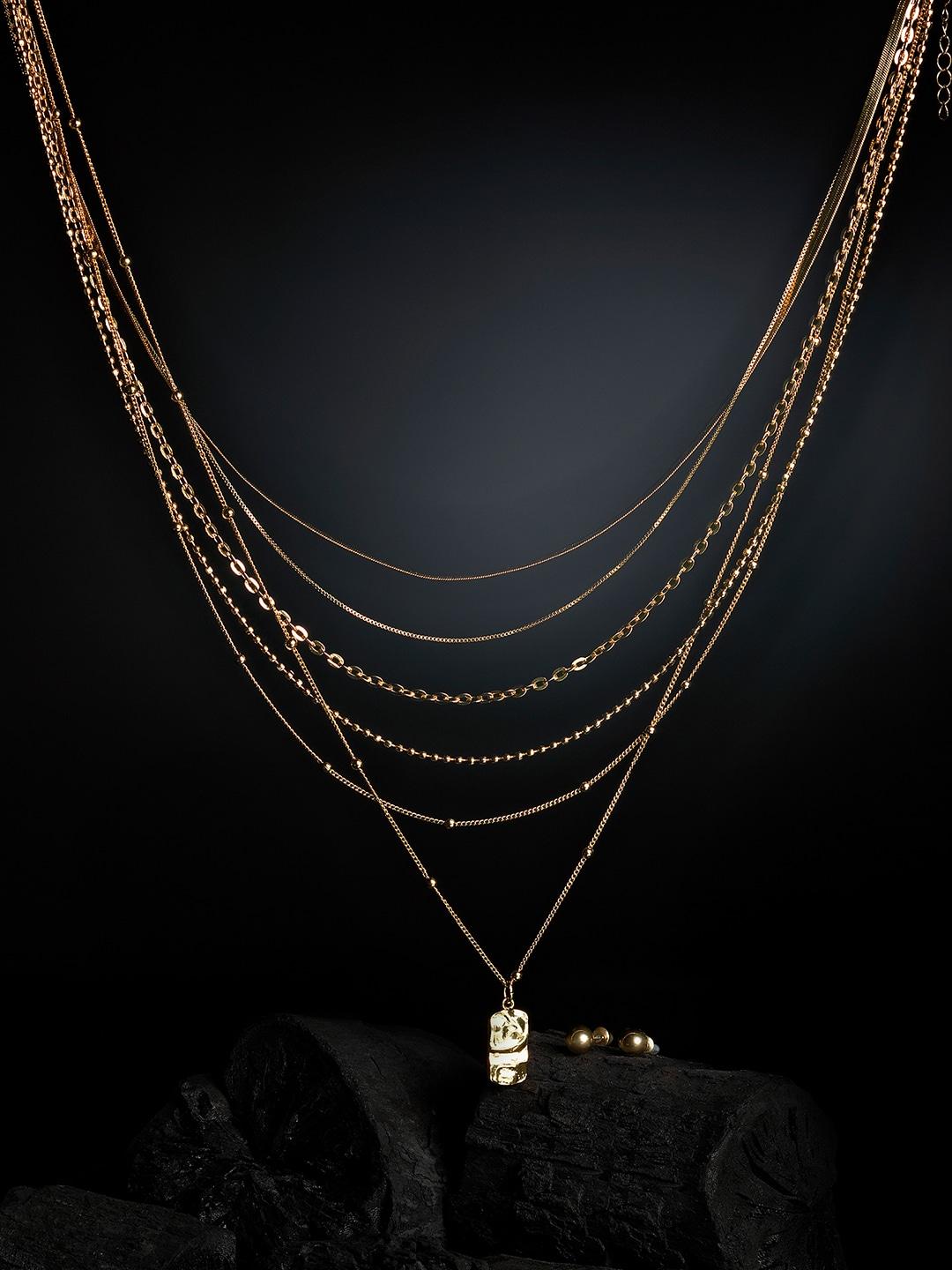 AMI Gold-Toned Gold-Plated Contemporary Layered Chain