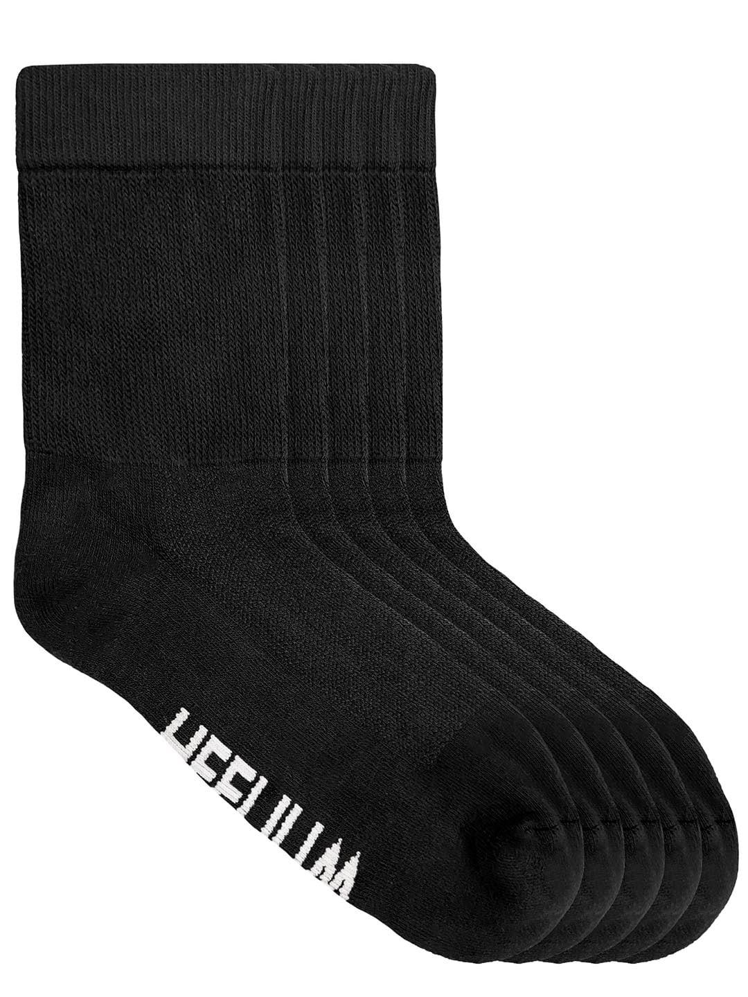 Heelium Unisex Black Pack of 5 Calf Length Socks