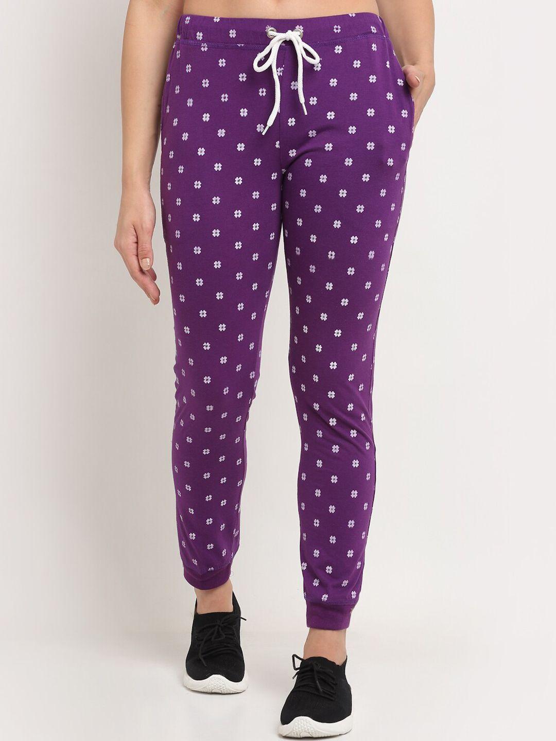 vimal-jonney-women-purple-&-white-polka-dots-printed-track-pants