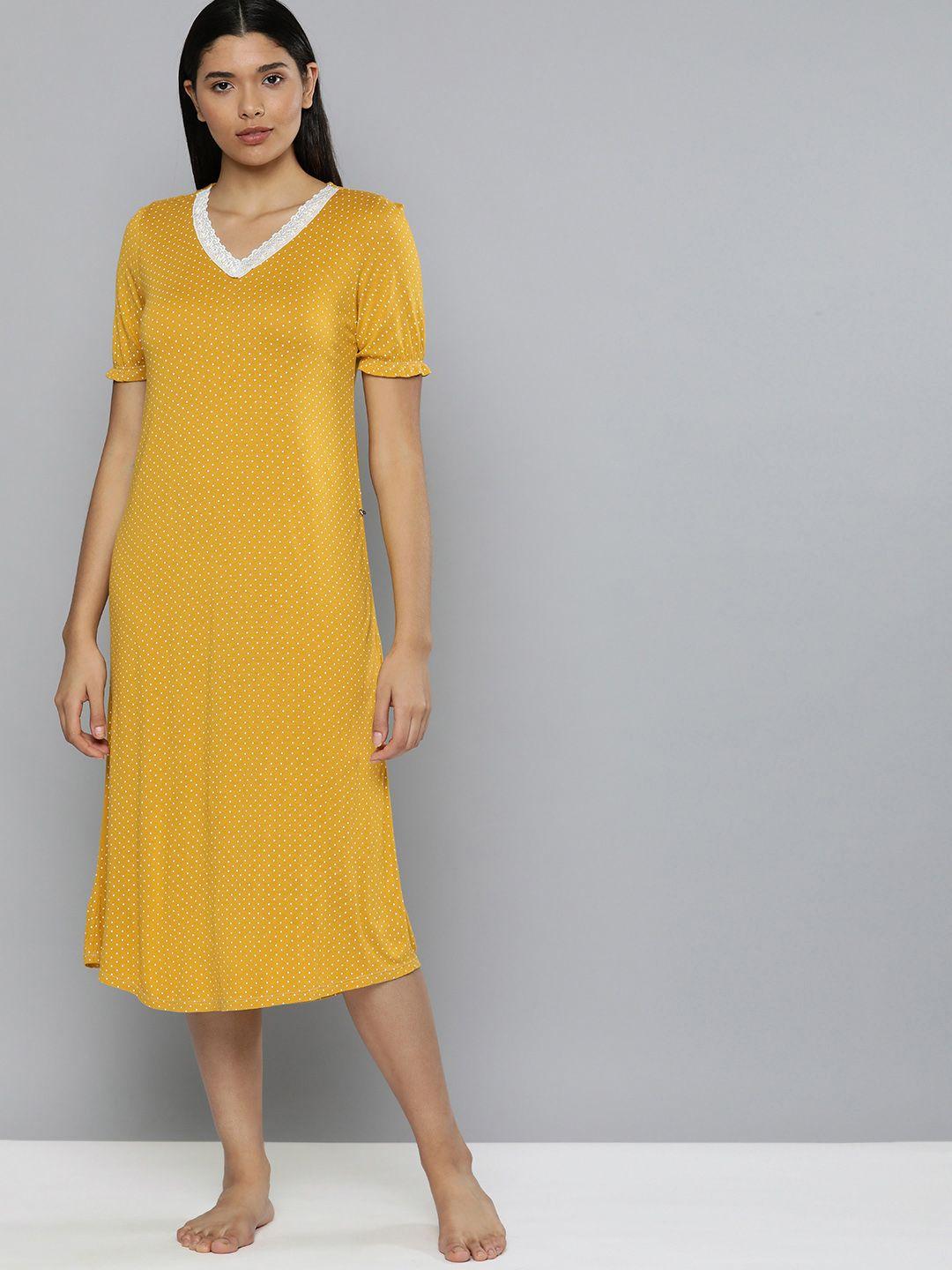chemistry-mustard-yellow-pure-cotton-printed-nightdress