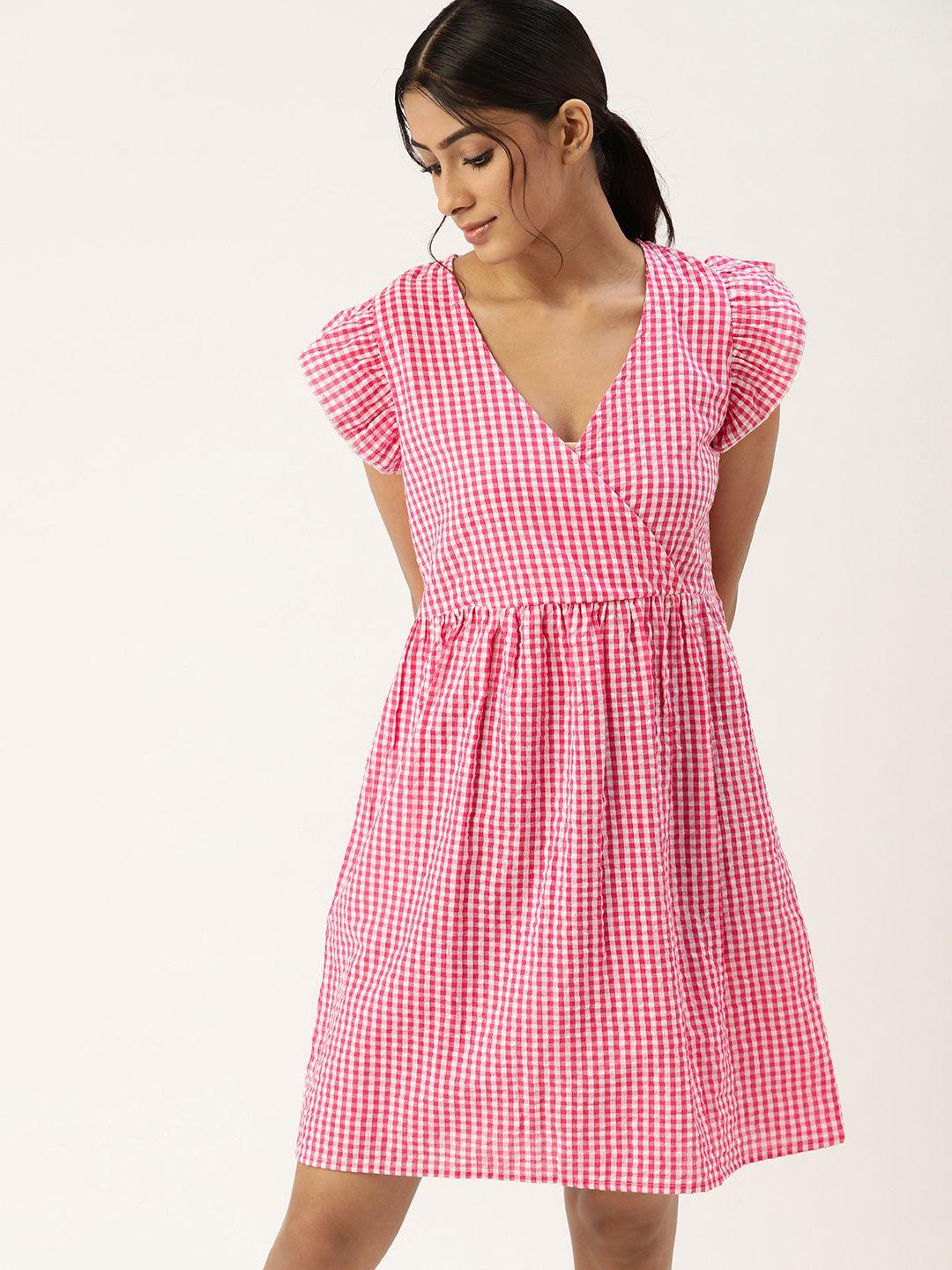 etc-women-pink-&-white-pure-cotton-checked-nightdress
