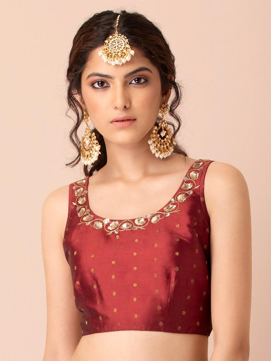 indya-x-shraddha-kapoor-maroon-floral-embroidered-regular-crop-top