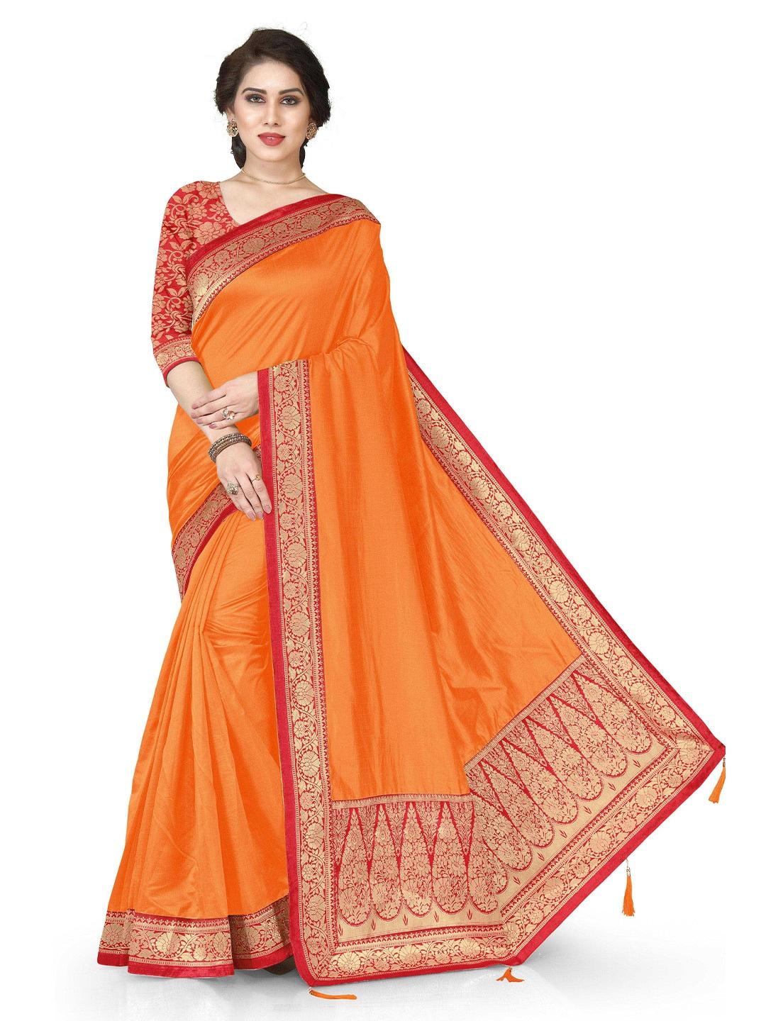 mirchi-fashion-orange-&-red-ethnic-motifs-zari-silk-blend-saree