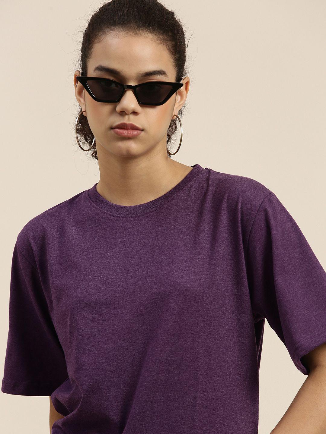 DILLINGER Women Purple Oversized T-shirt