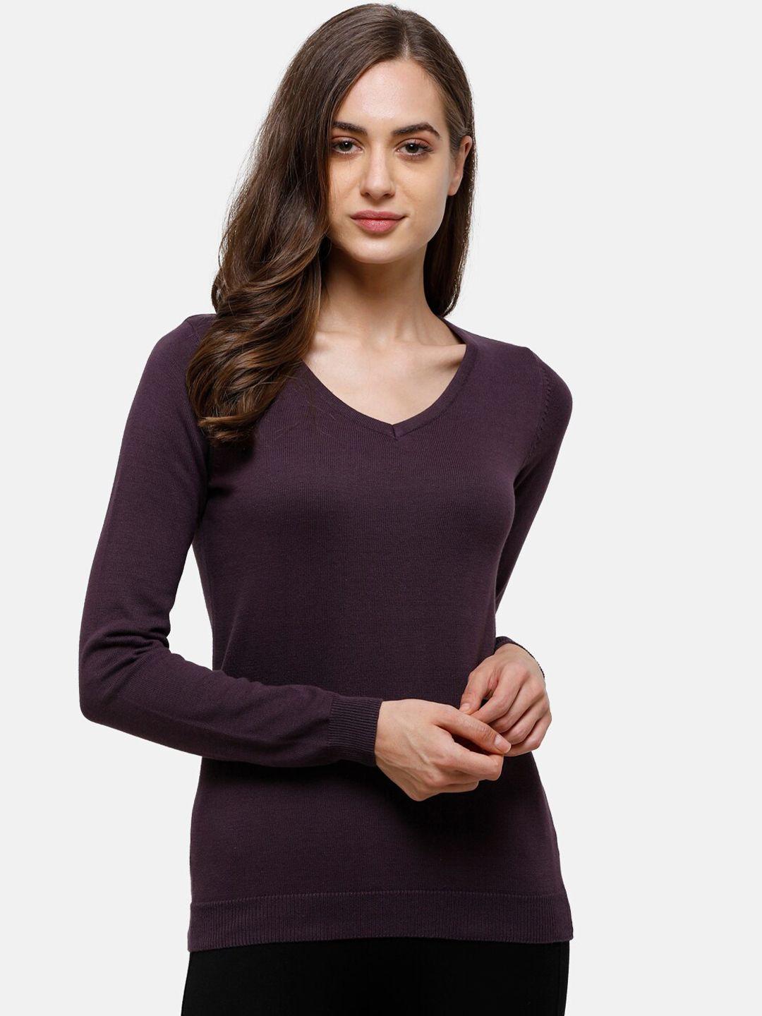 98-degree-north-women-purple-solid-pure-cotton-pullover-sweater