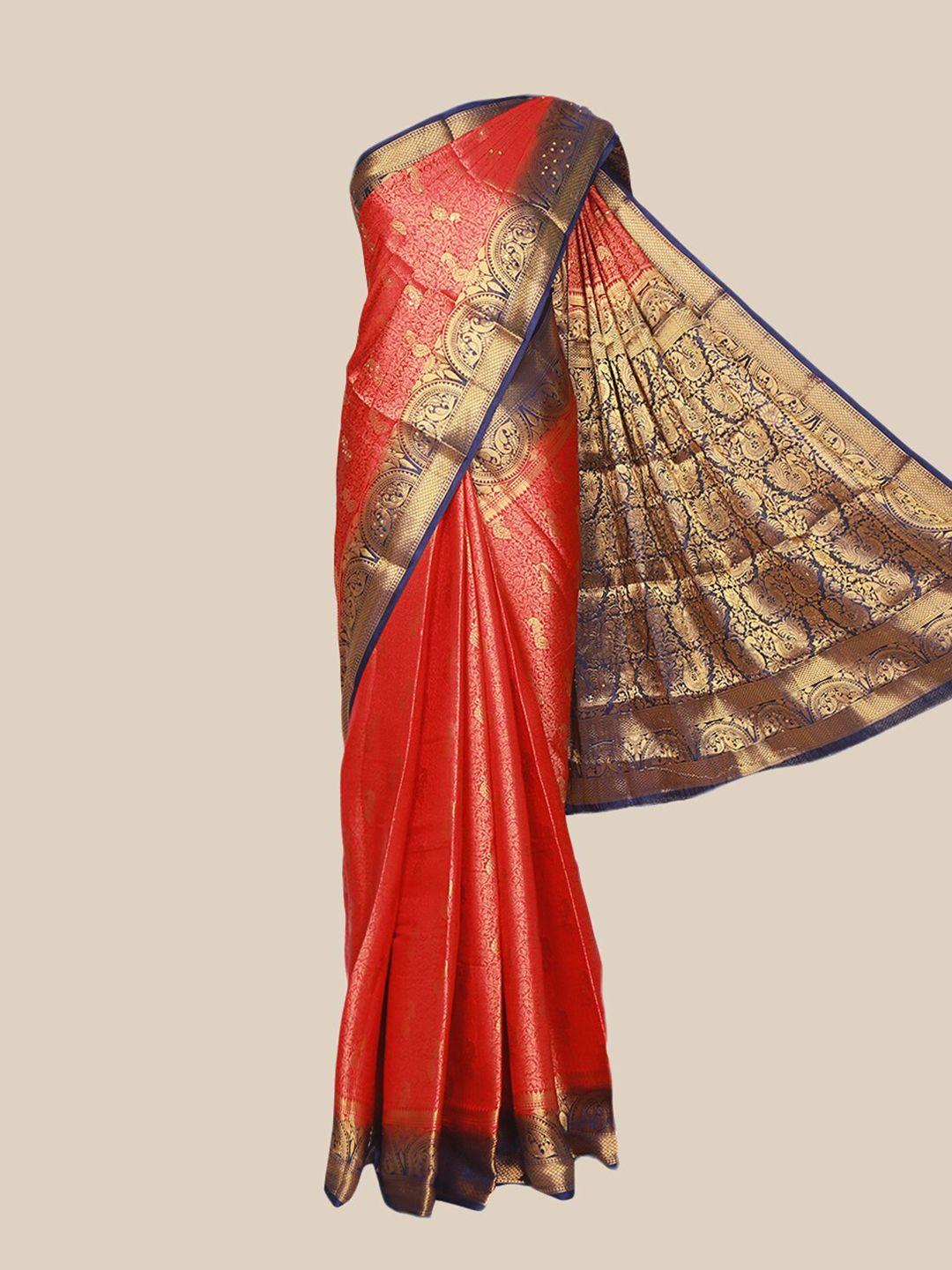 the-chennai-silks-red-&-navy-blue-woven-design-zari-jute-cotton-fusion-saree