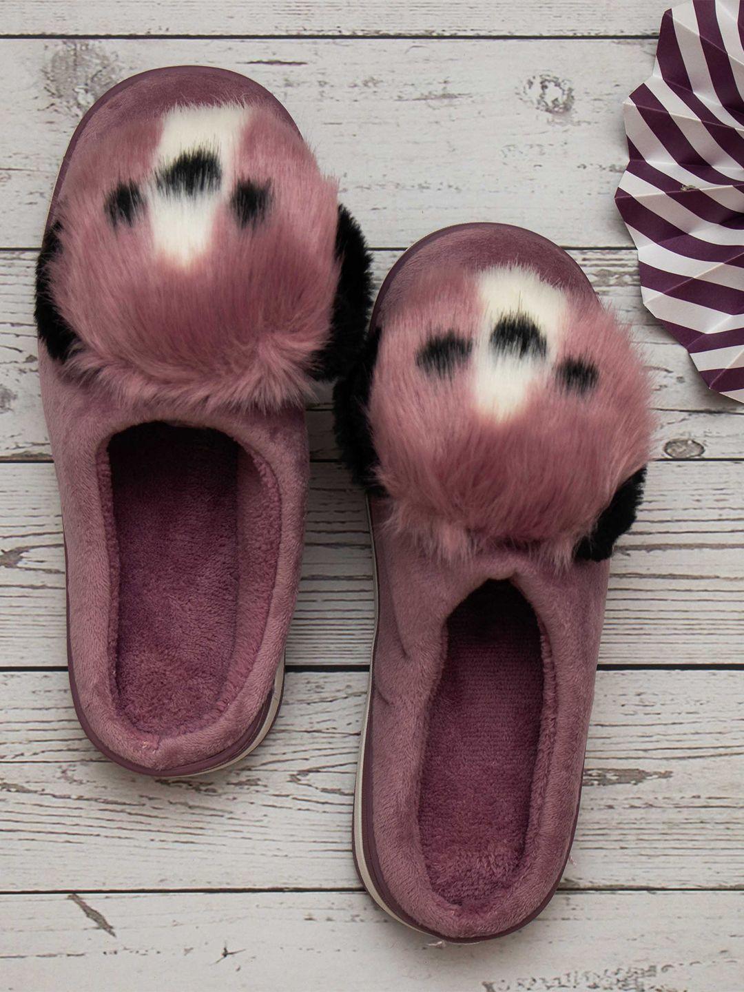 brauch-women-purple-&-black-embellished-room-slippers