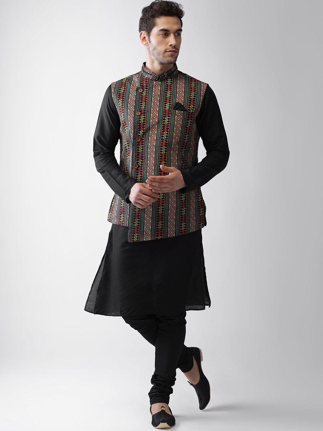 kisah-men-multicoloured-regular-kurta-with-pyjamas-&-jacket