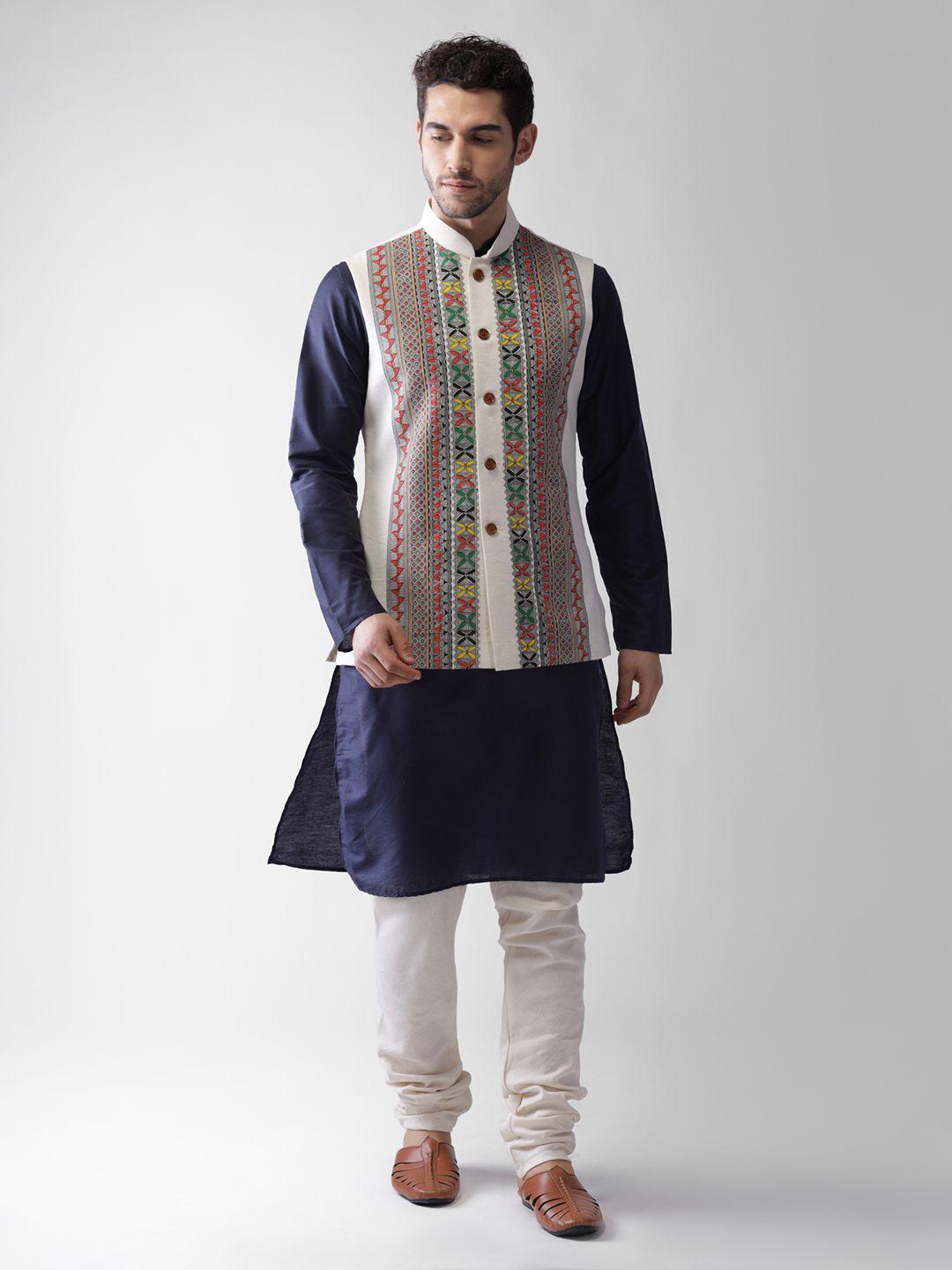 kisah-men-navy-blue-regular-kurta-with-pyjamas-&-nehru-jacket