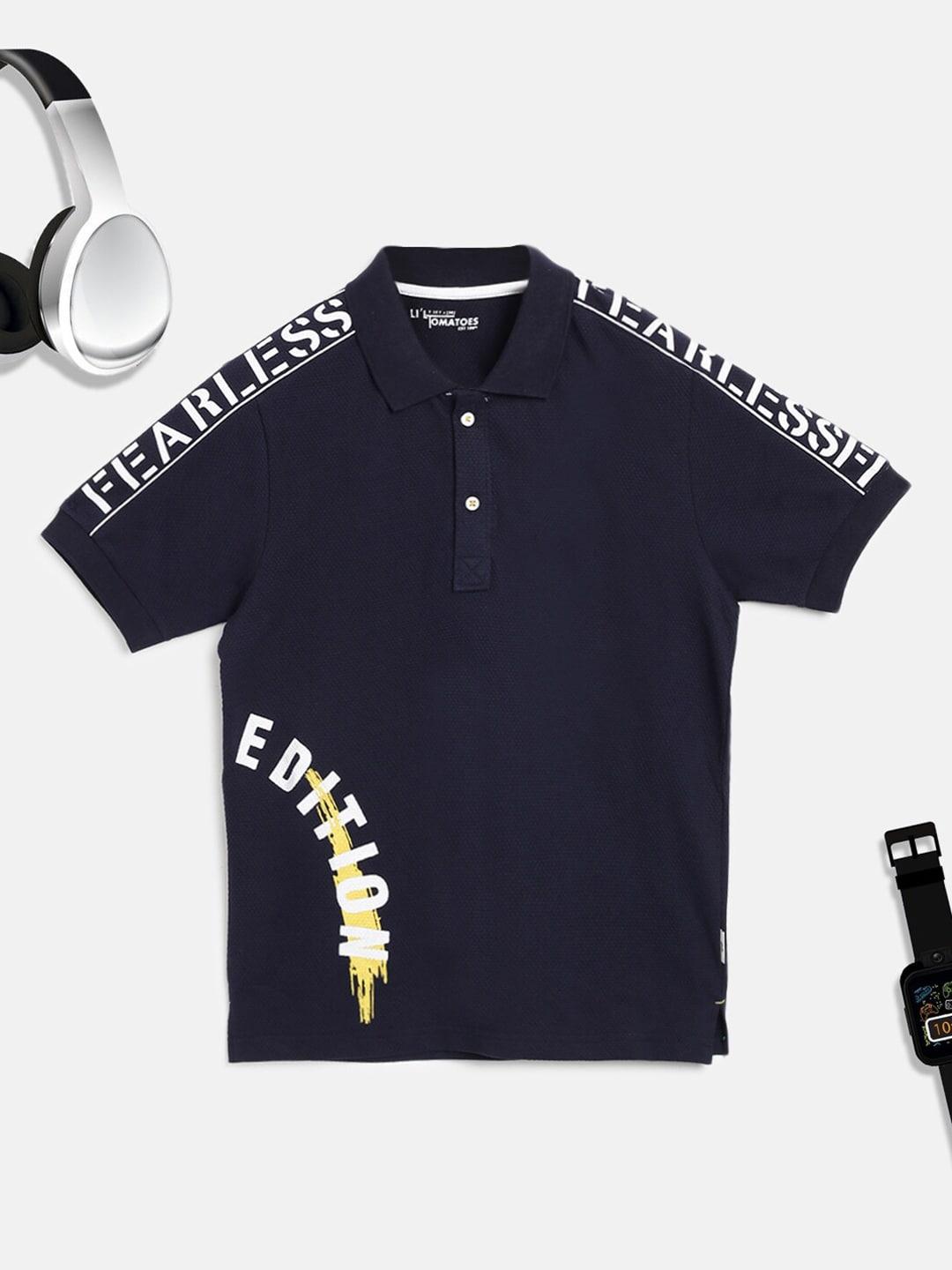 lil-tomatoes-boys-navy-blue-&-white-typography-printed-polo-collar-t-shirt