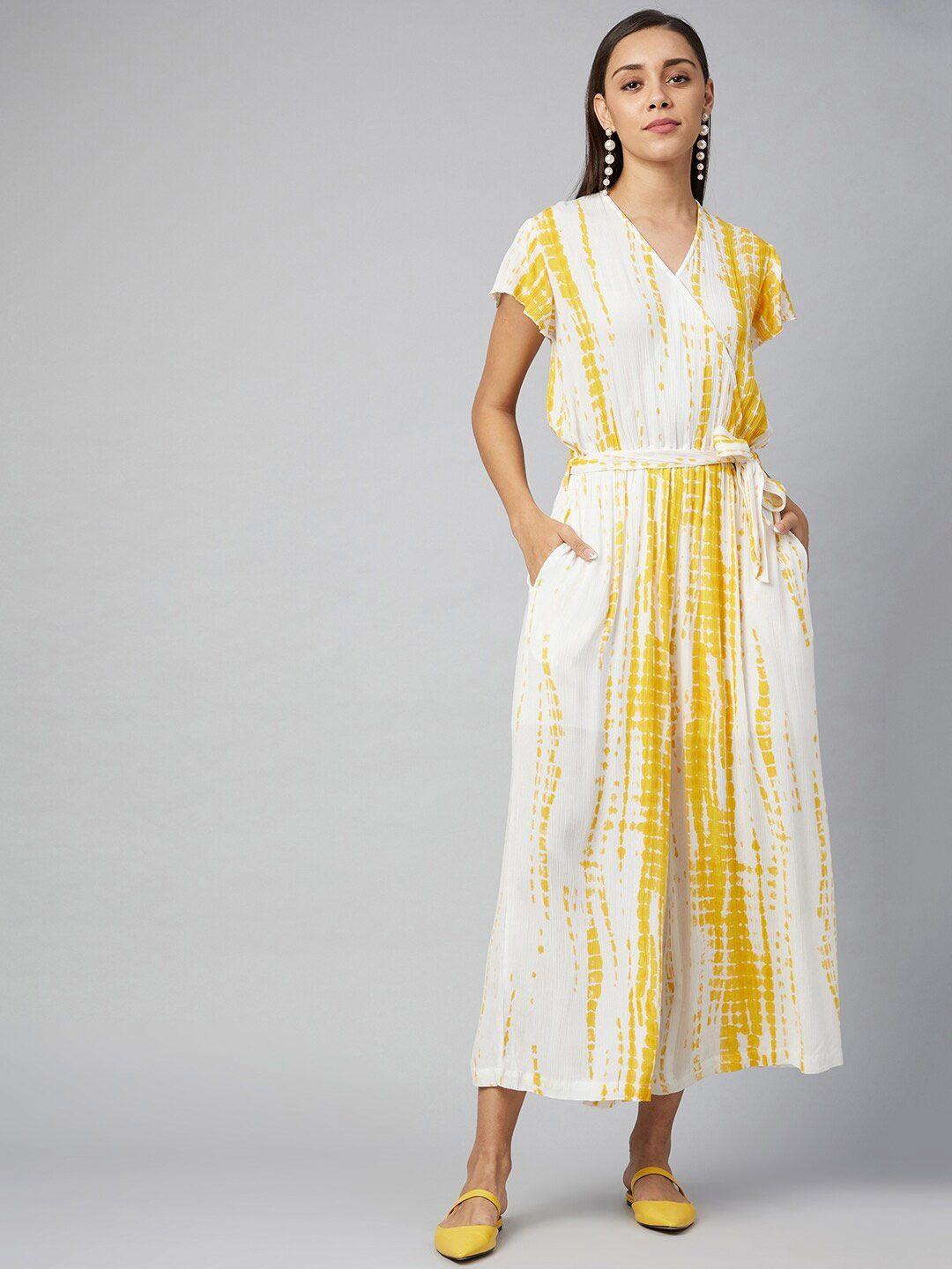 stylestone-yellow-&-white-tie-&-dye-printed-basic-jumpsuit