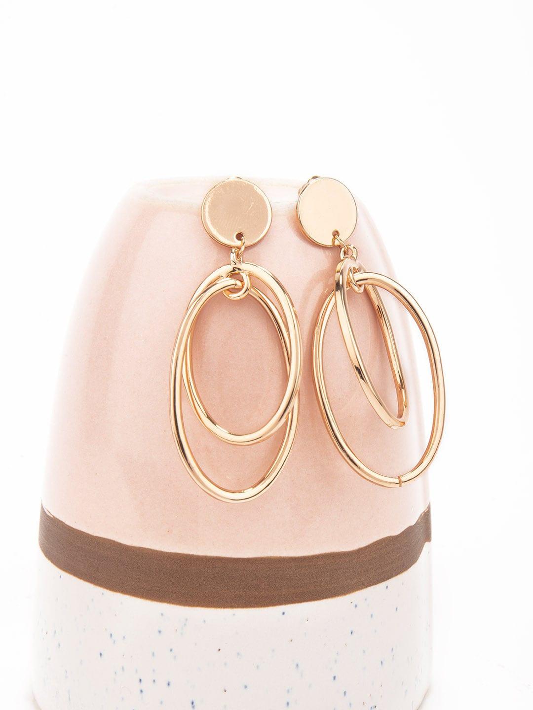 Lilly & sparkle Gold-Toned Oval Drop Earrings