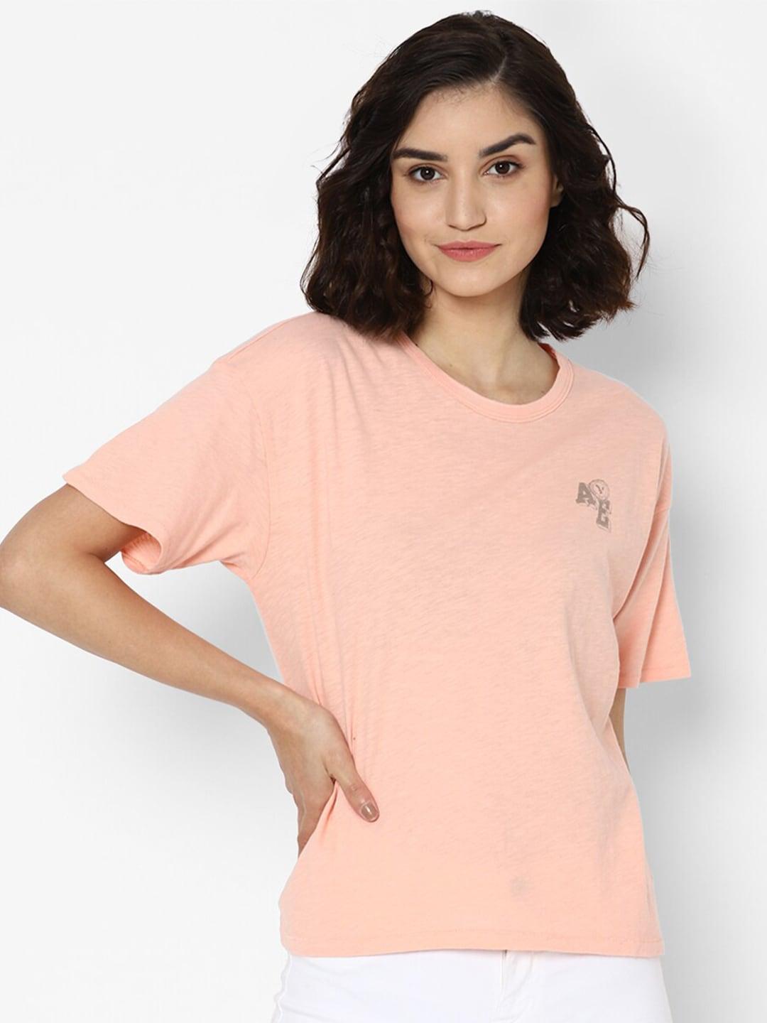 american-eagle-outfitters-women-peach-solid-t-shirt