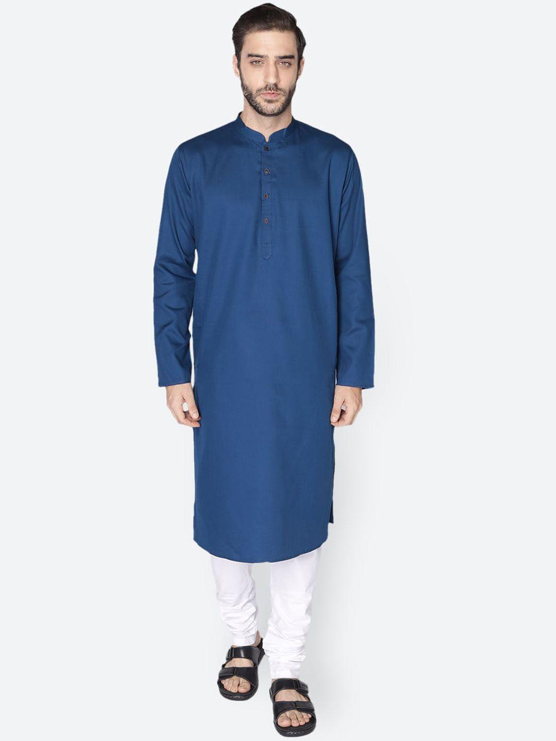 namaskar-men-blue-solid-cotton-linen-kurta