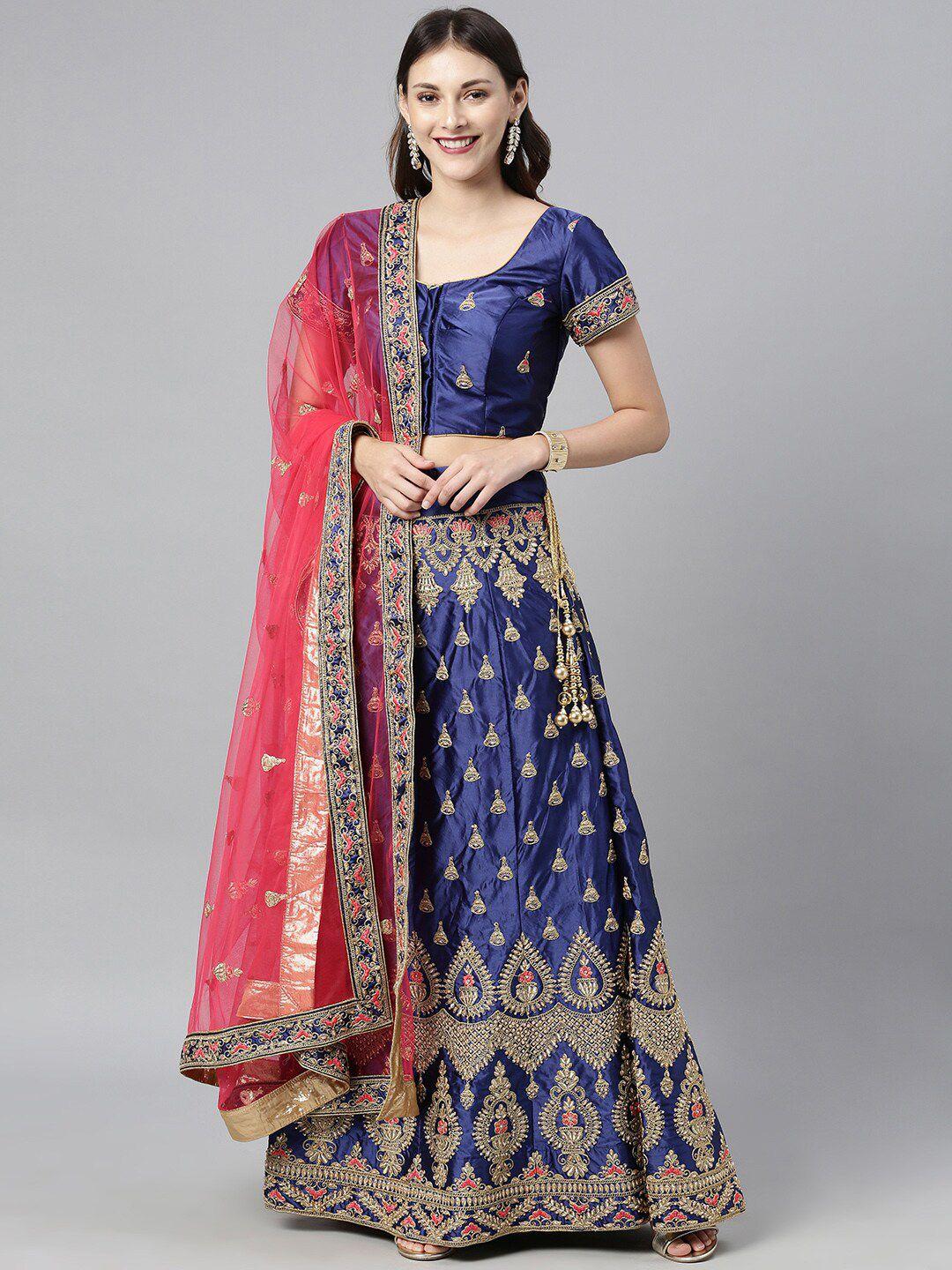 the-chennai-silks-navy-blue-&-red-embroidered-ready-to-wear-lehenga-choli-with-dupatta